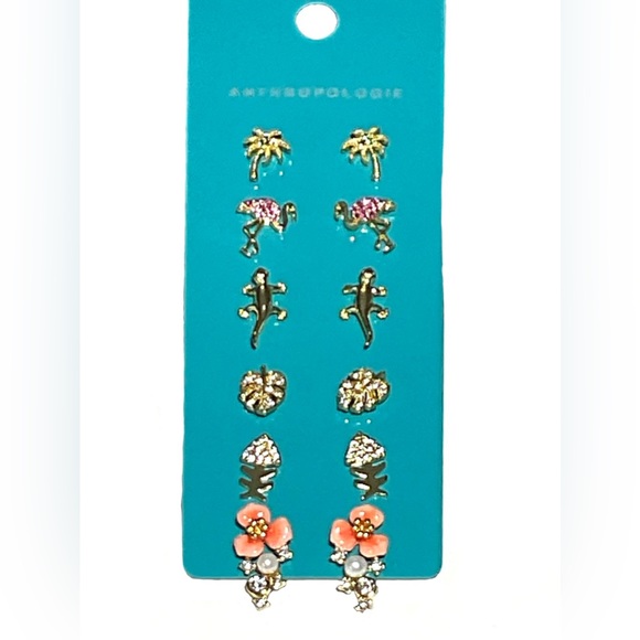 NWT Anthropologie Icon Post Earrings, Set of 6/TROPICAL/SRP$68 - Picture 2 of 5